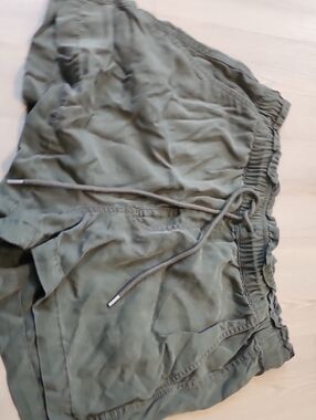 LOFT High-Waist Olive Green Drawstring Shorts
